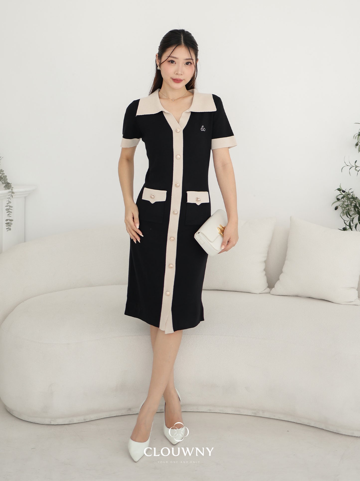 Lesa Double Pocket Knit Dress - Black