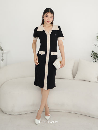 Lesa Double Pocket Knit Dress - Black