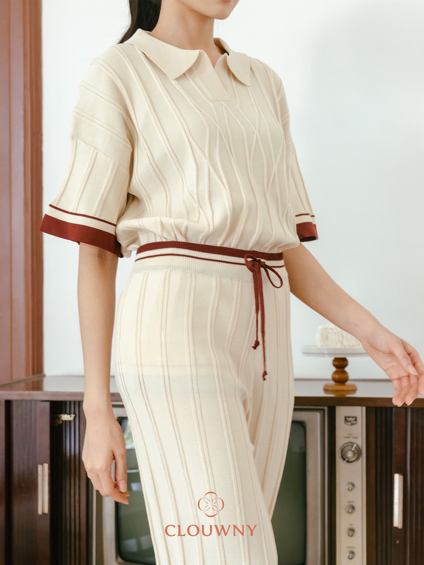 Aureli Collar Knit Set - Cream