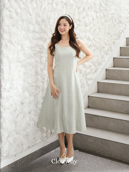 Callaia Houndstooth Dress - Green