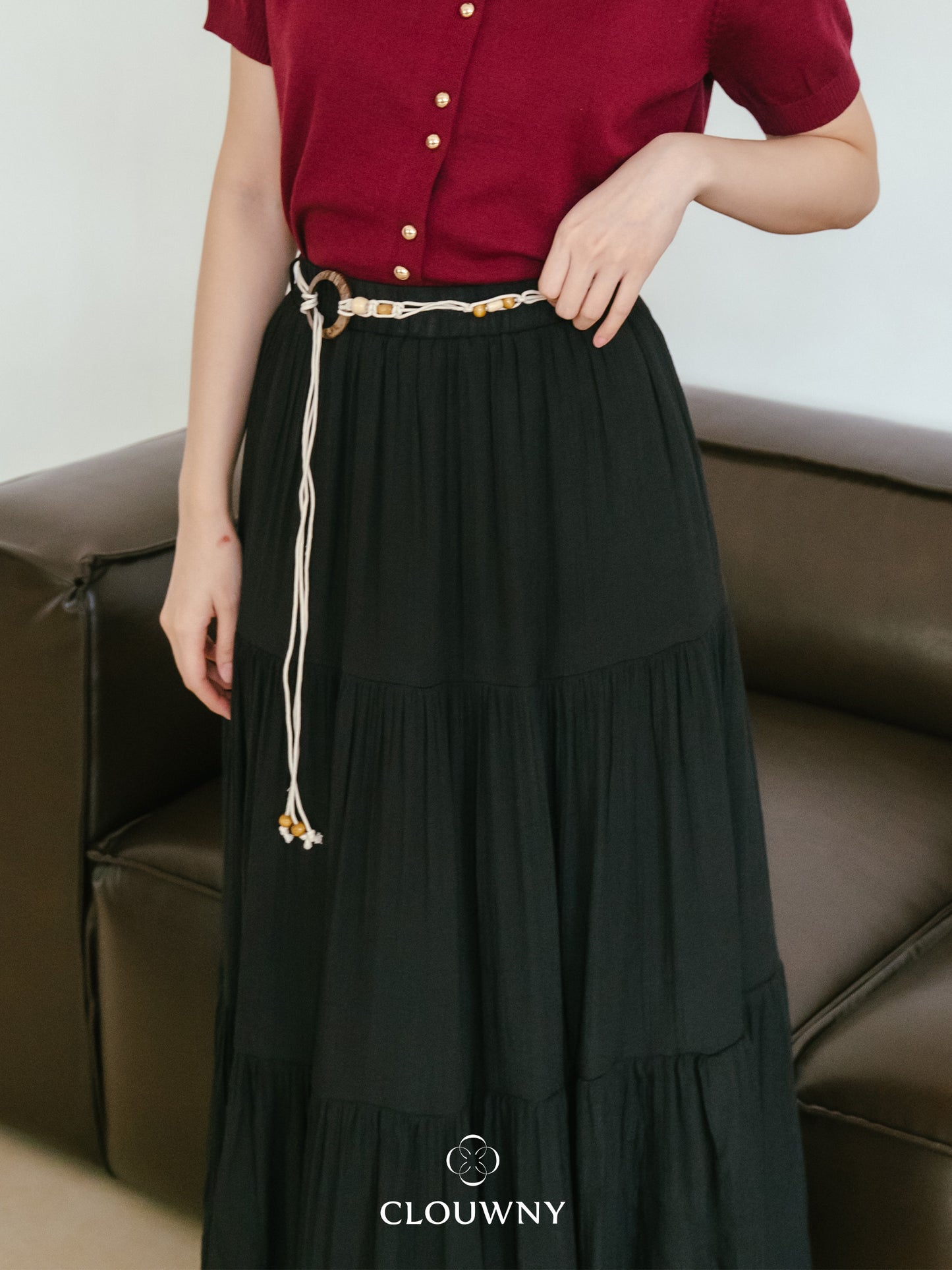 Summer Maxi Linen Skirt - Black
