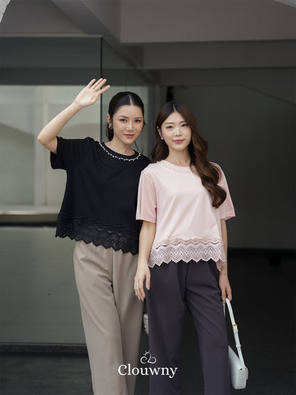 Megan Pearl Blouse - Black