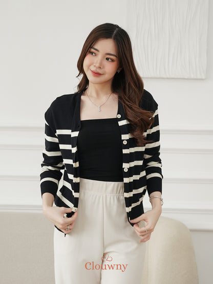 Verena Button Knit Top - Black