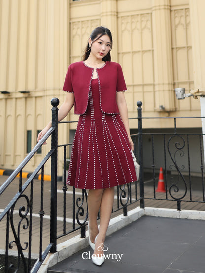 Girona Stitches Knit Set - Maroon