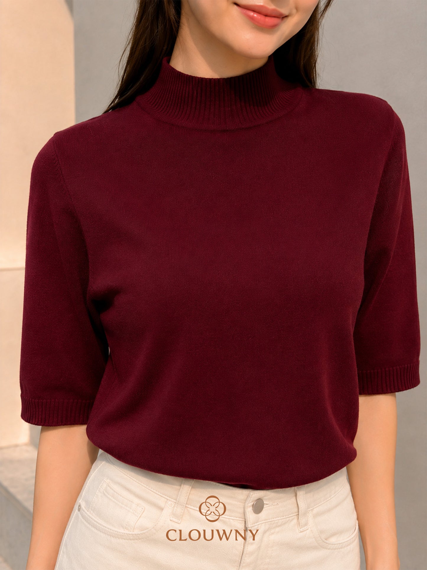 West Round Knit Top - Maroon