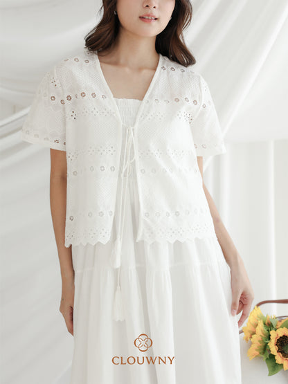 Silca Rubber Broderie Dress - White