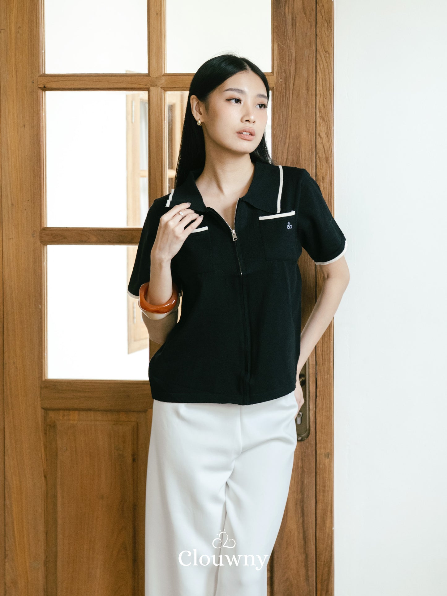 Mesa List Zipper Top - Black
