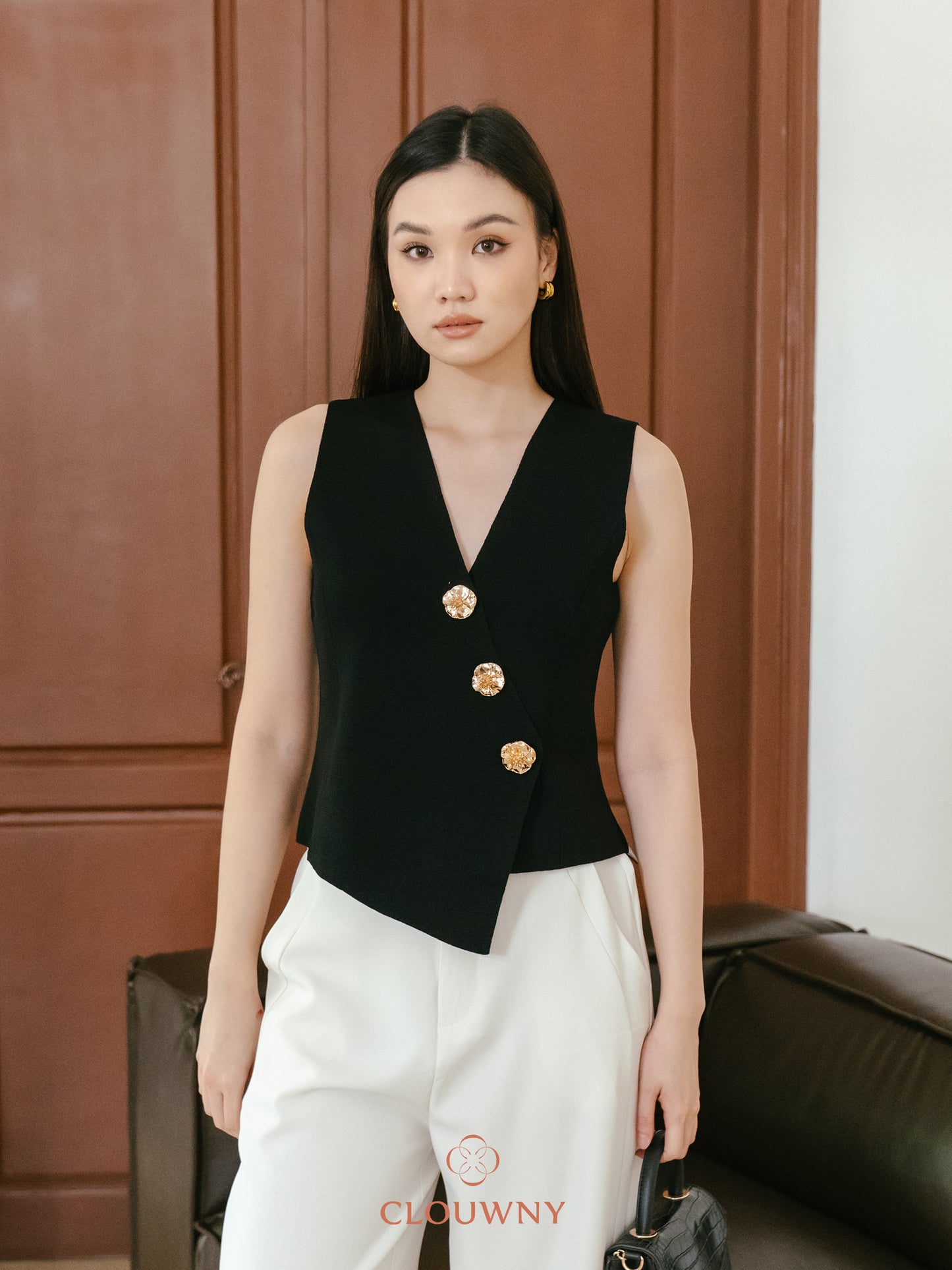 Bianca Asymmetric Vest - Black