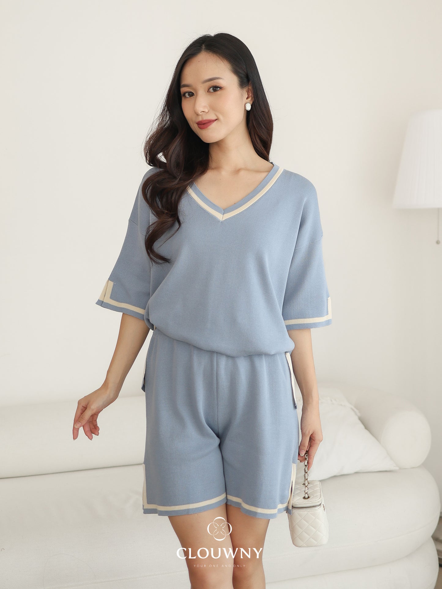 Gale Vneck Knit Set - Blue