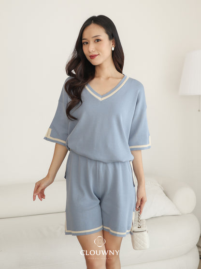 Gale Vneck Knit Set - Blue