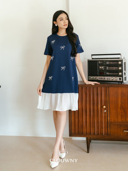 Dania Bow Dress - Navy