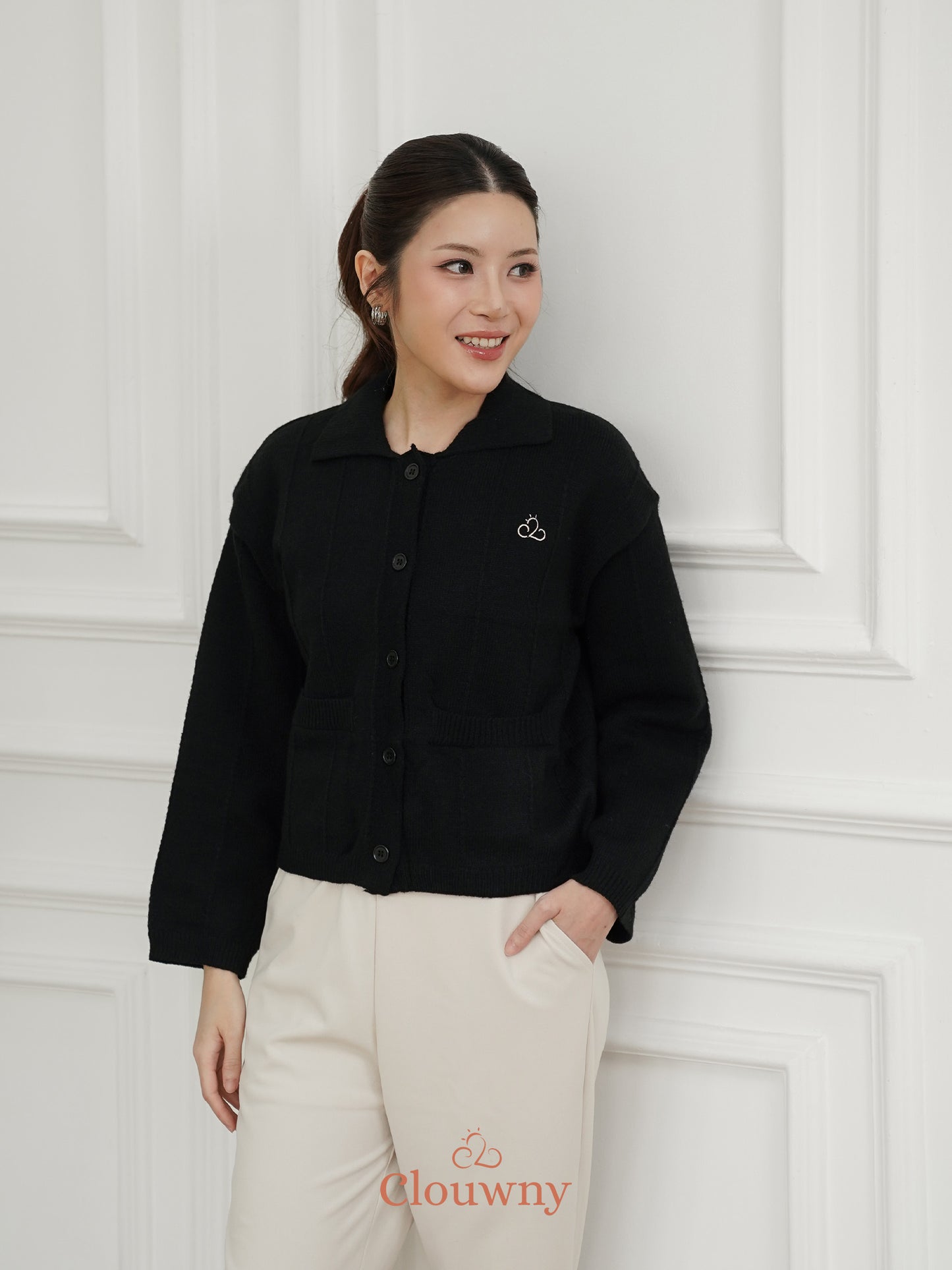 Gratia Pocket Knit Cardigan - Black