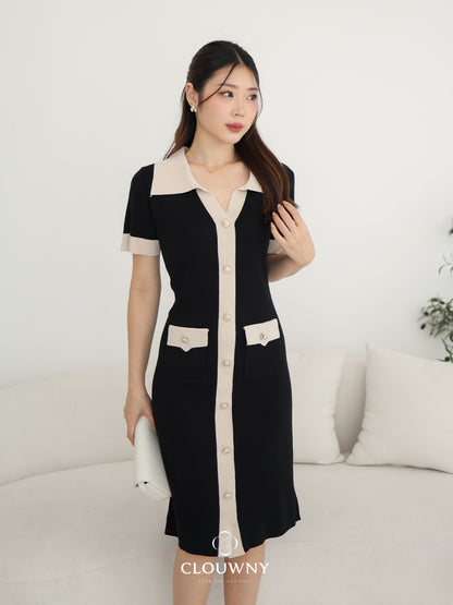 Lesa Double Pocket Knit Dress - Black