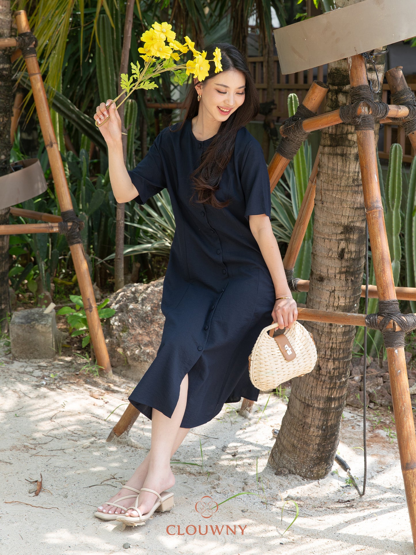 Mirsya Button Dress - Navy