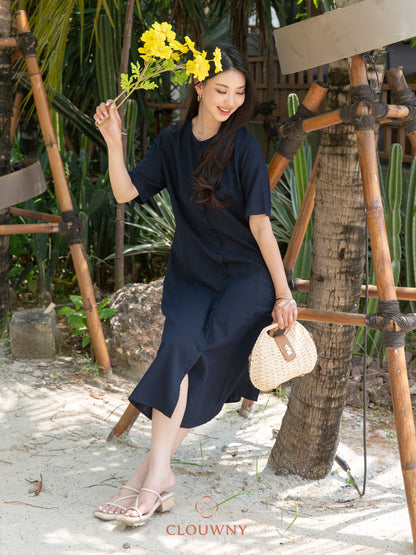 Mirsya Button Dress - Navy