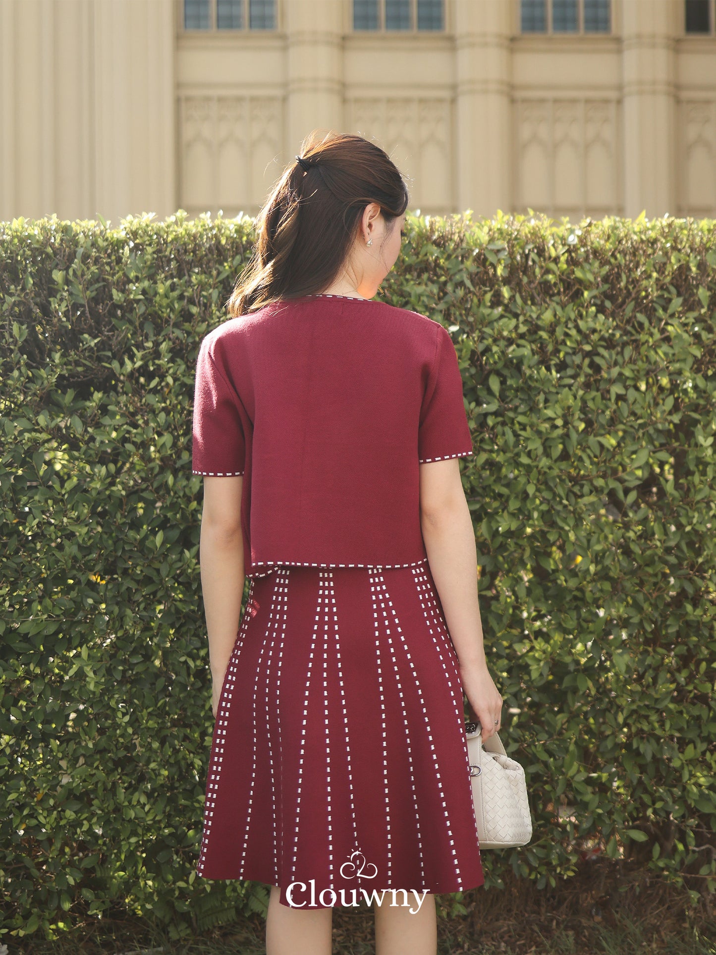 Girona Stitches Knit Set - Maroon