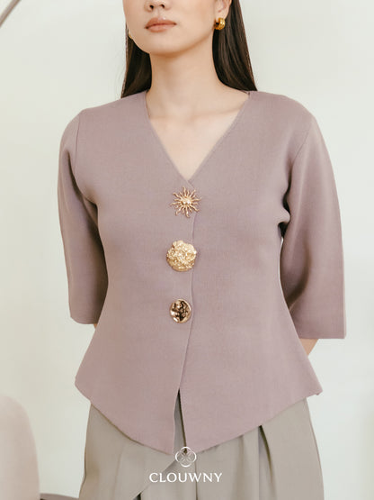 Helios Midisleeve Top - Beige