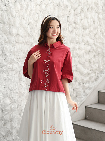 Friends Cotton Shirt - Maroon