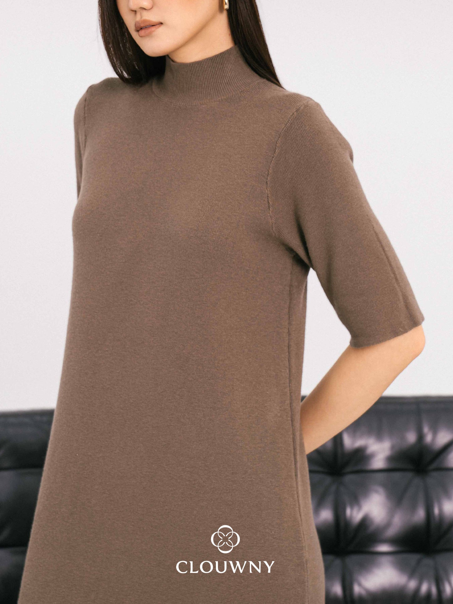 Mirage Turtle Knit Dress - Beige