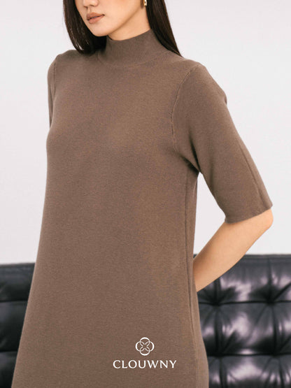 Mirage Turtle Knit Dress - Beige
