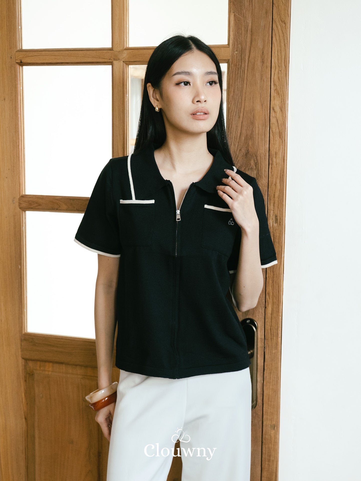 Mesa List Zipper Top - Black