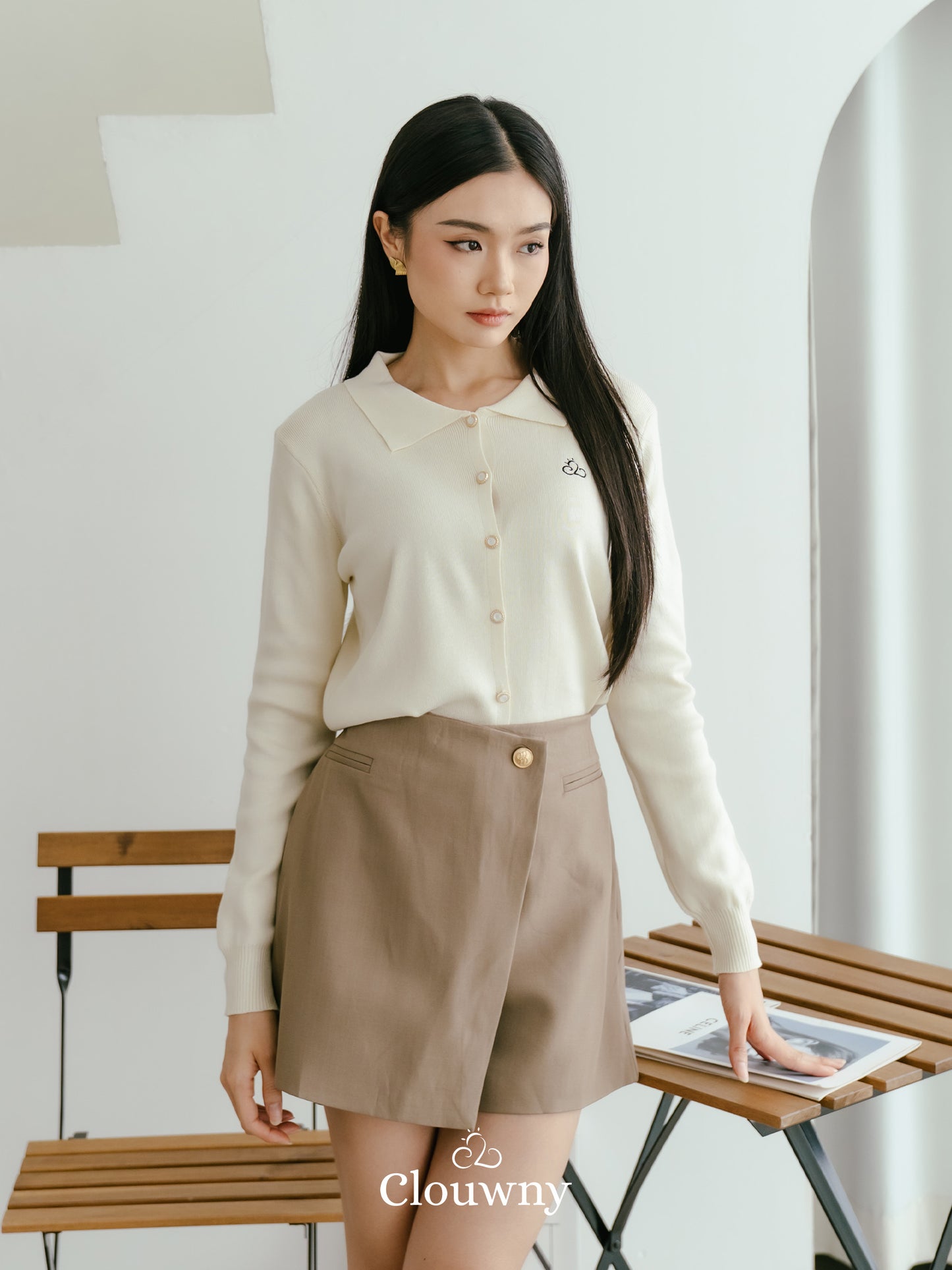 Nava Collar Knit Cardigan - Cream