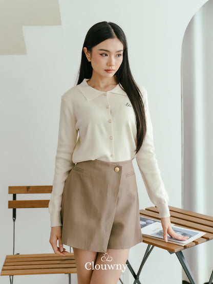 Nava Collar Knit Cardigan - Cream