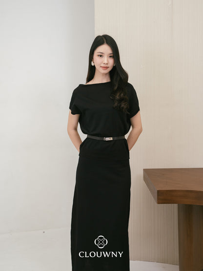 Jerica Loose Knit Set - Black
