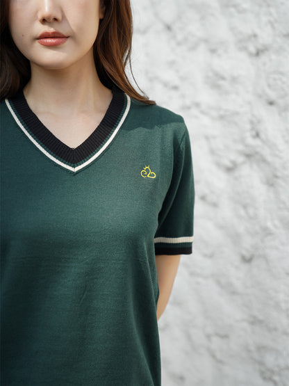 Mesi Vneck Knit Top - Emerald Green