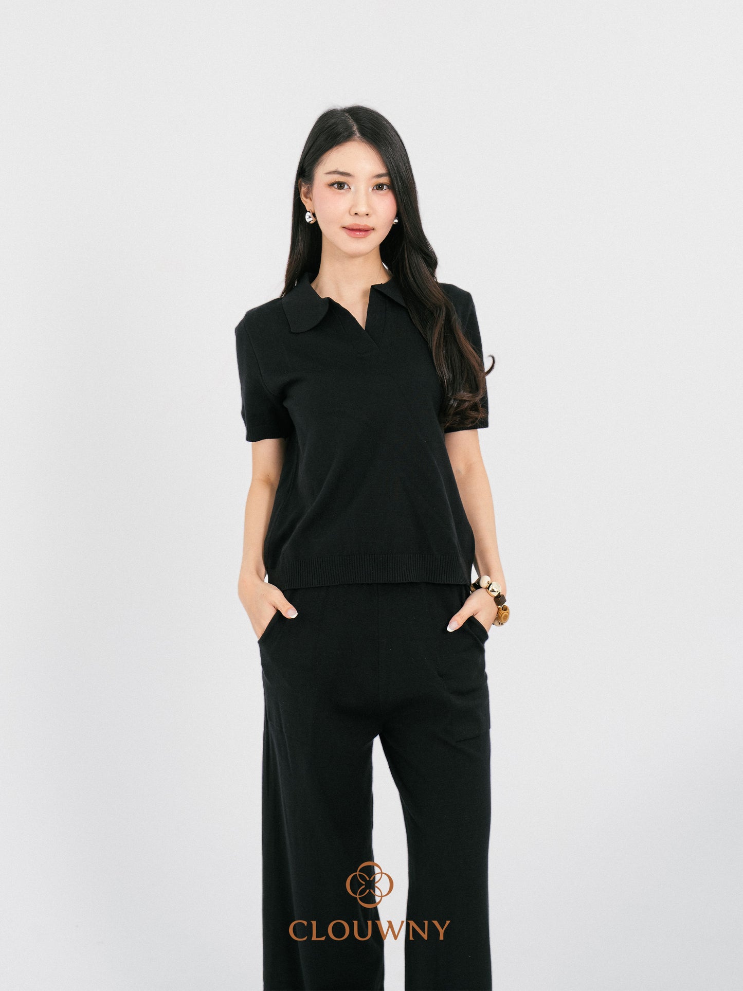 Bethani Collar Knit Set - Black