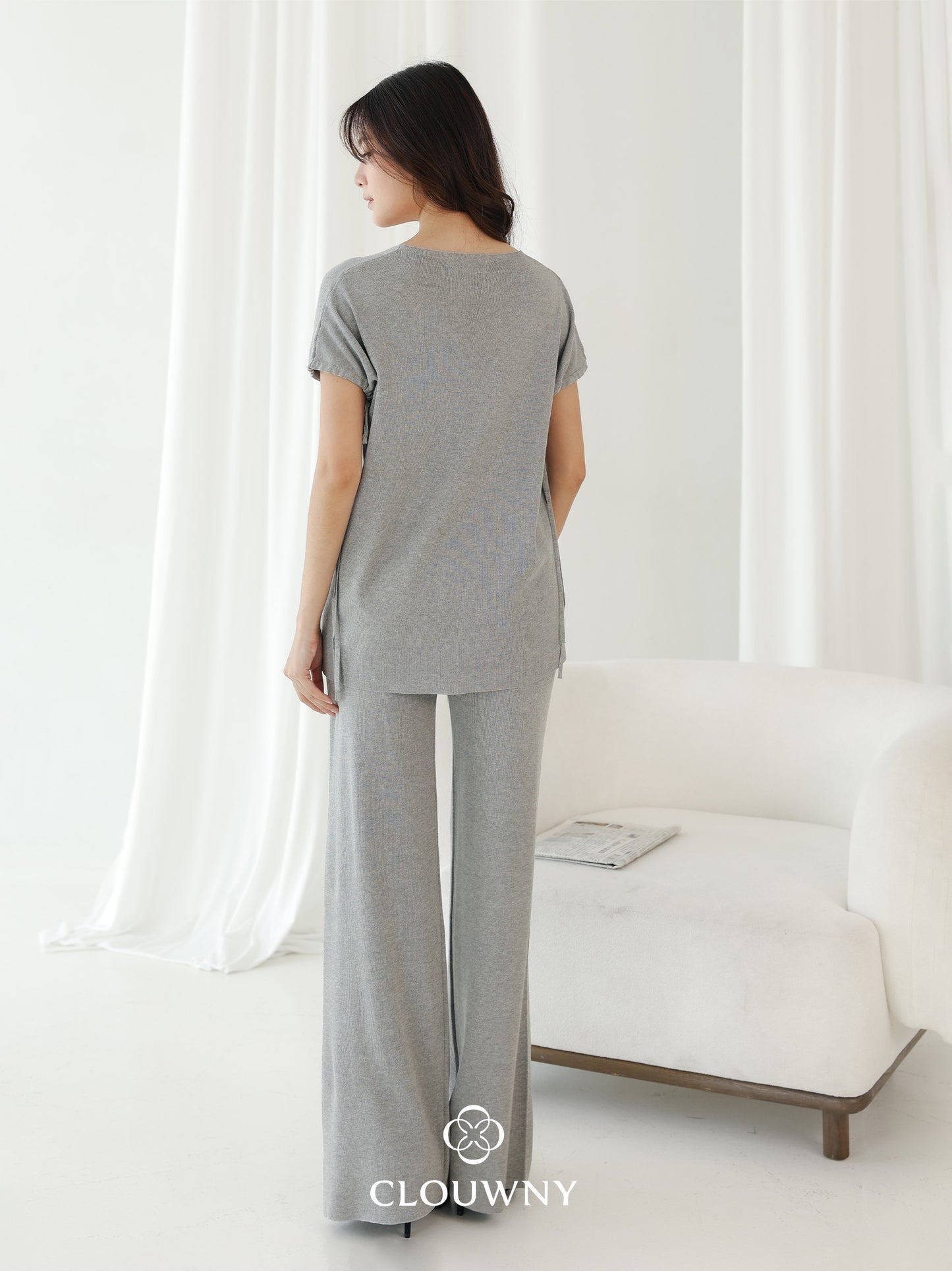 Kala Vneck Knit Set - Grey