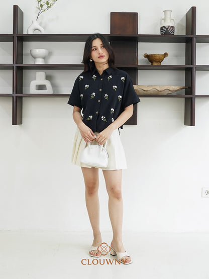 Riley Mini Flower Shirt - Black