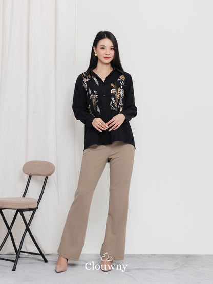 Katerin Flower Shirt - Black