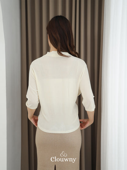 Alfreda Vneck Knit Top - Cream