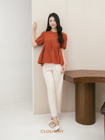 Elysia Pleated Top - Terracota