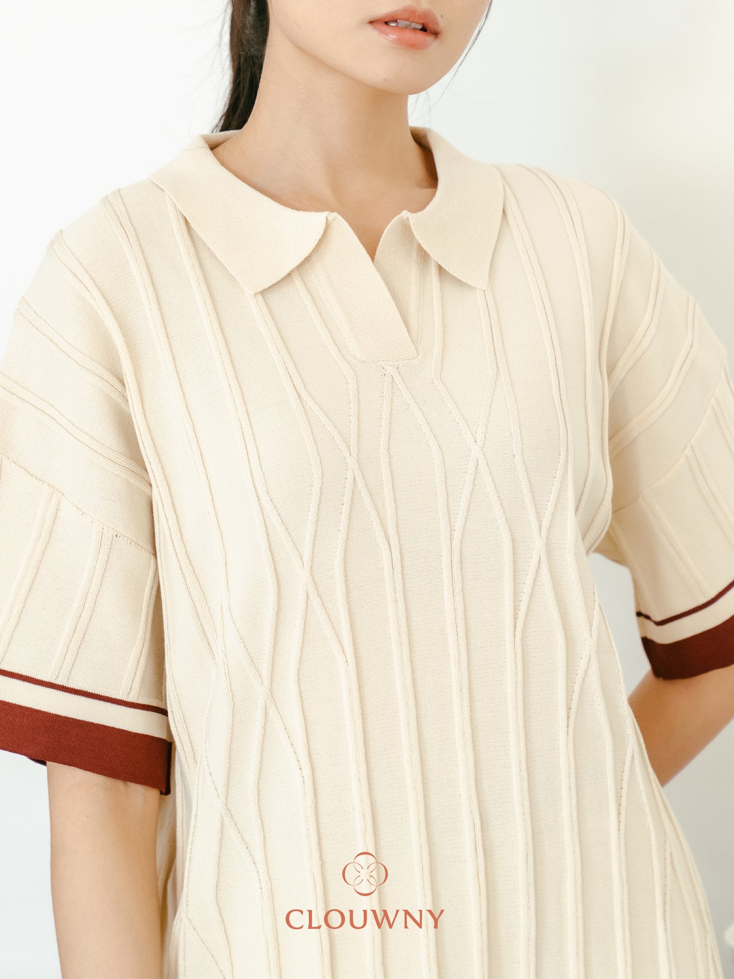 Aureli Collar Knit Set - Cream