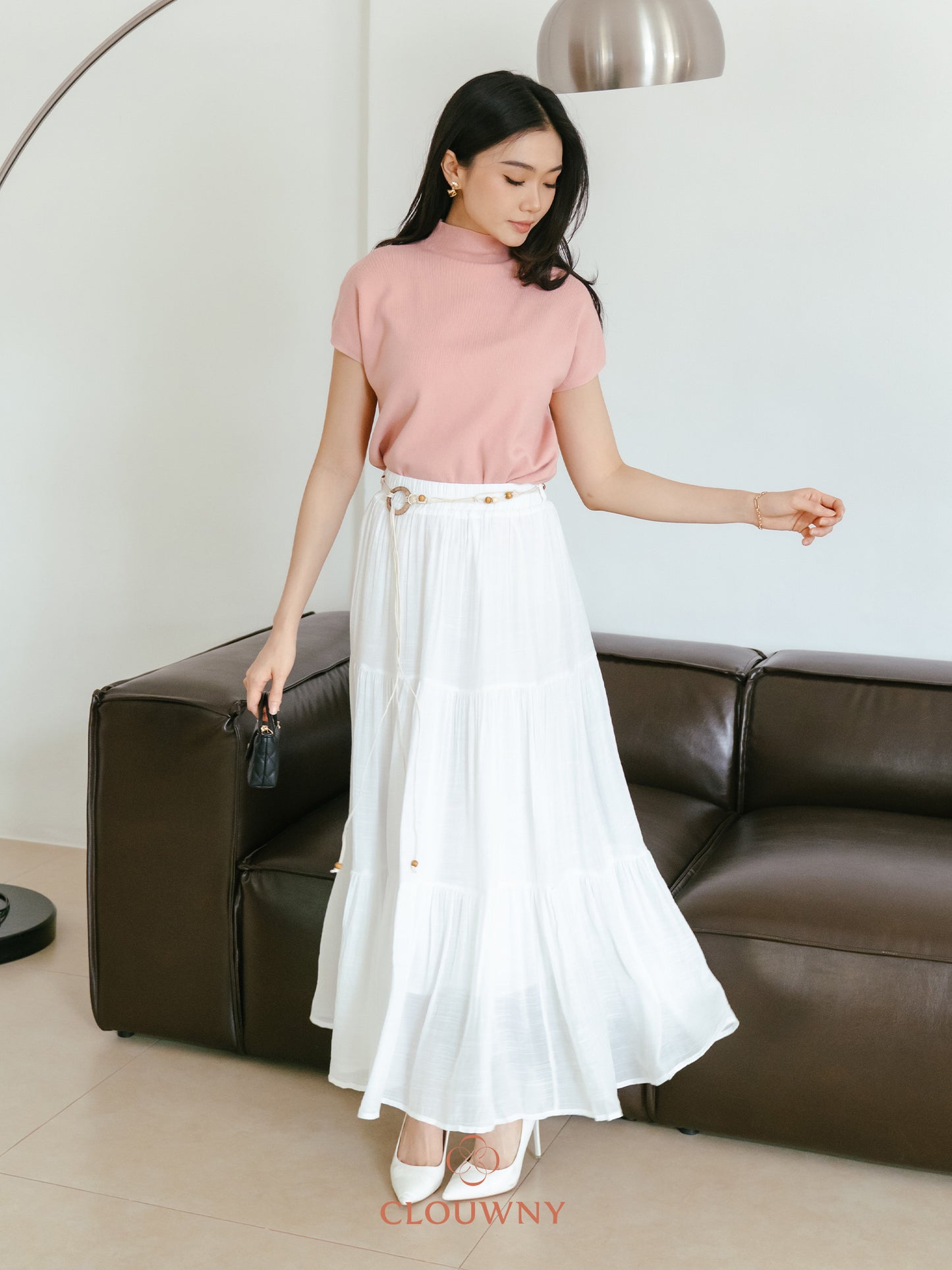 Summer Maxi Linen Skirt - White