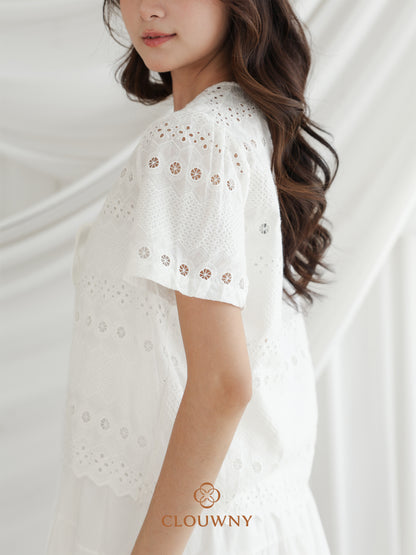 Silca Rubber Broderie Dress - White