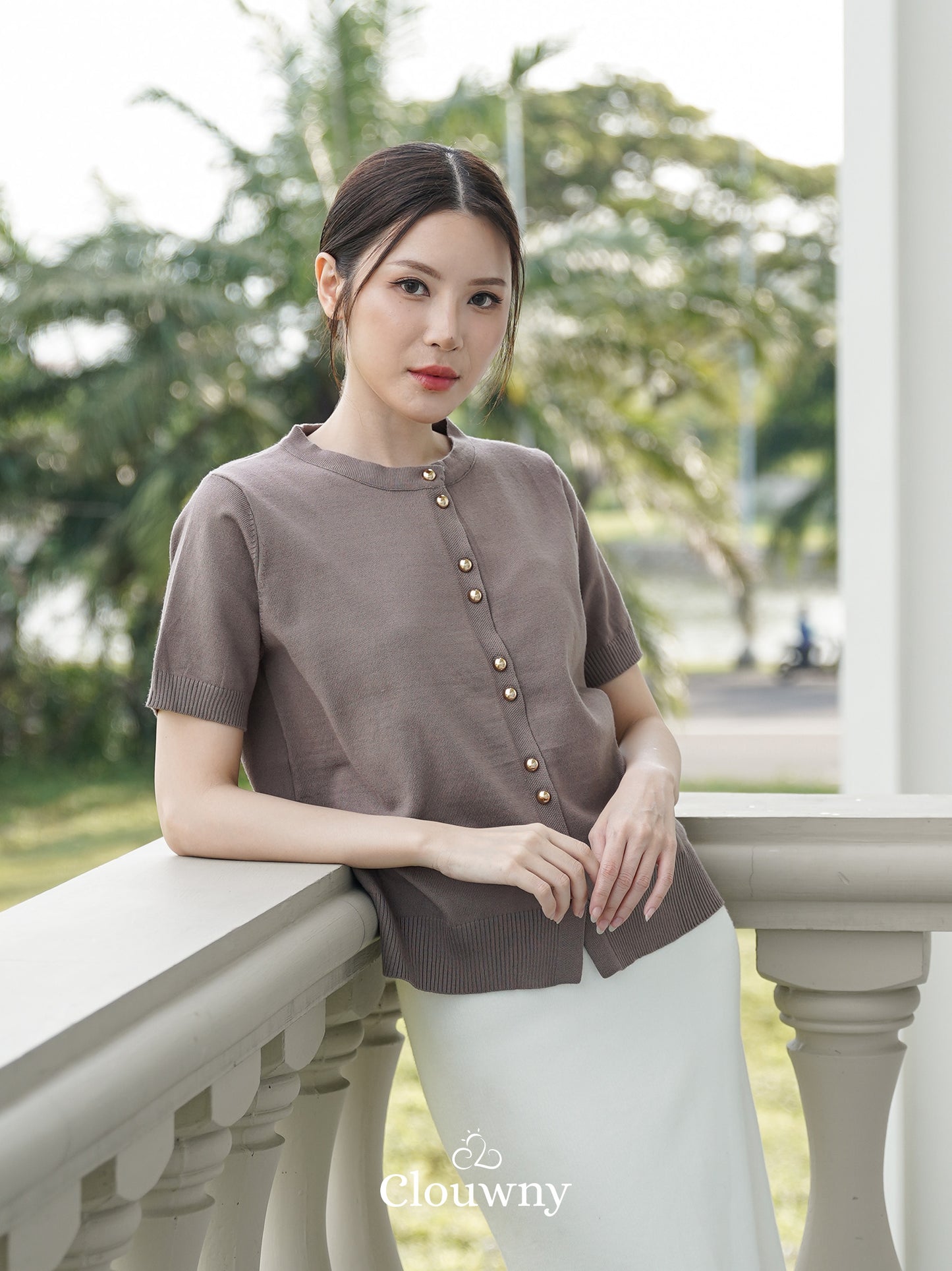 Rizel Double Button Top - Beige