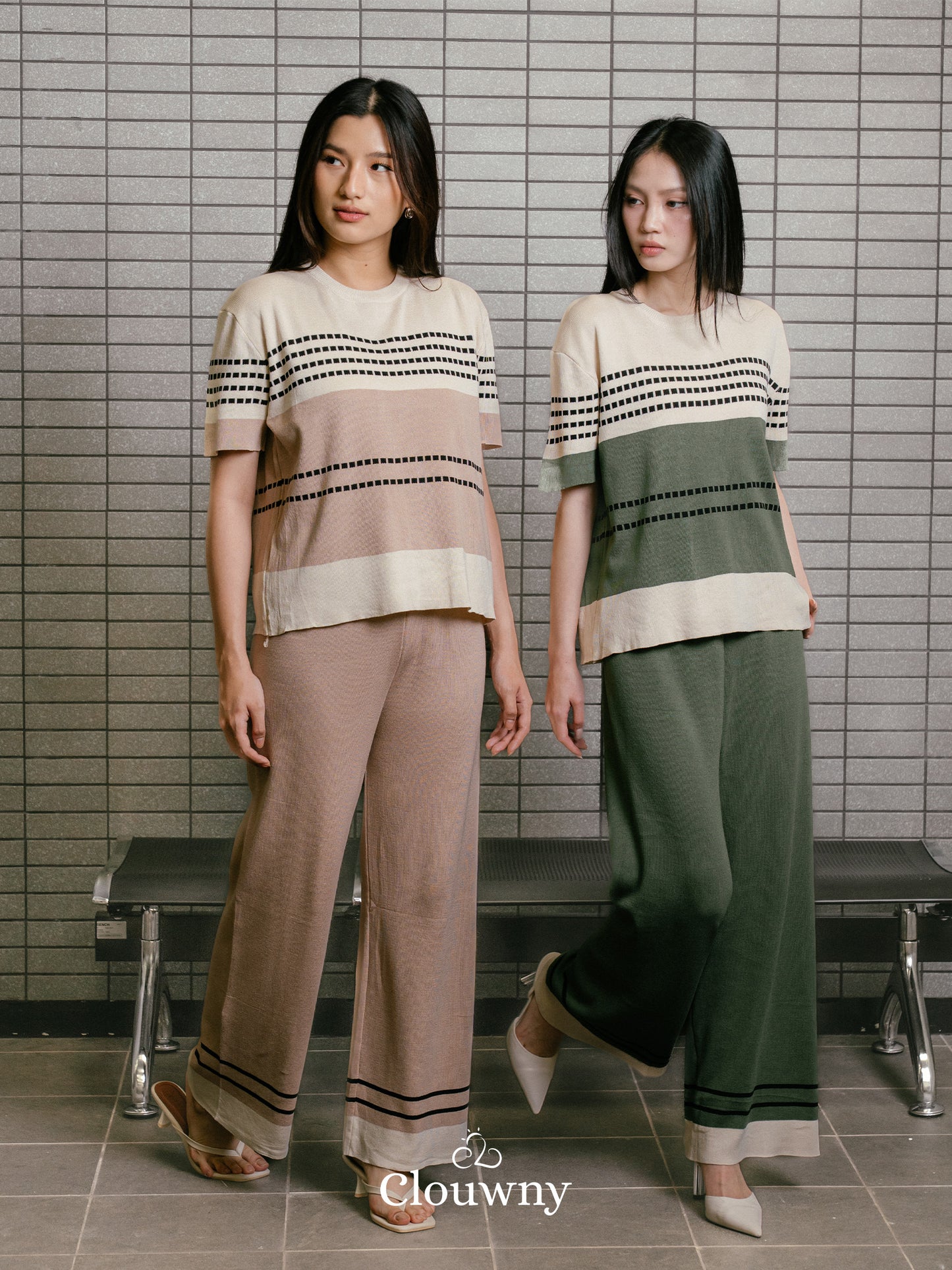 Orly Two Tone Knit Set - Khaki