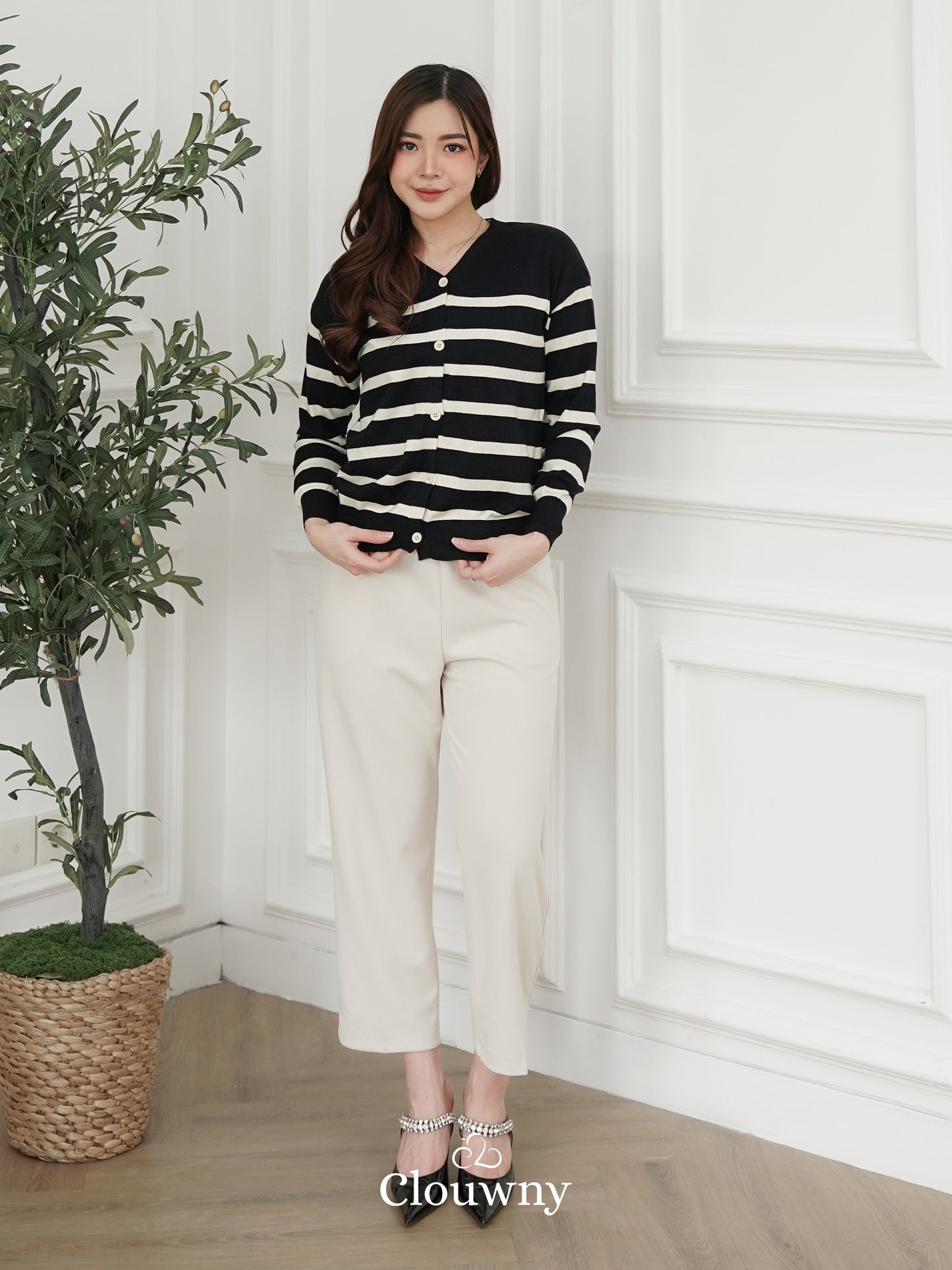 Verena Button Knit Top - Black