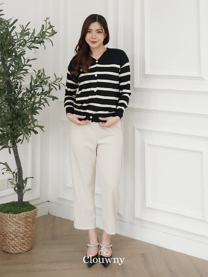 Verena Button Knit Top - Black