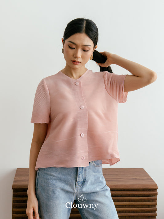 Arya Basic Pleats Top - Dusty Pink