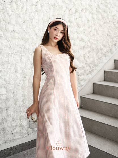 Callaia Houndstooth Dress - Pink