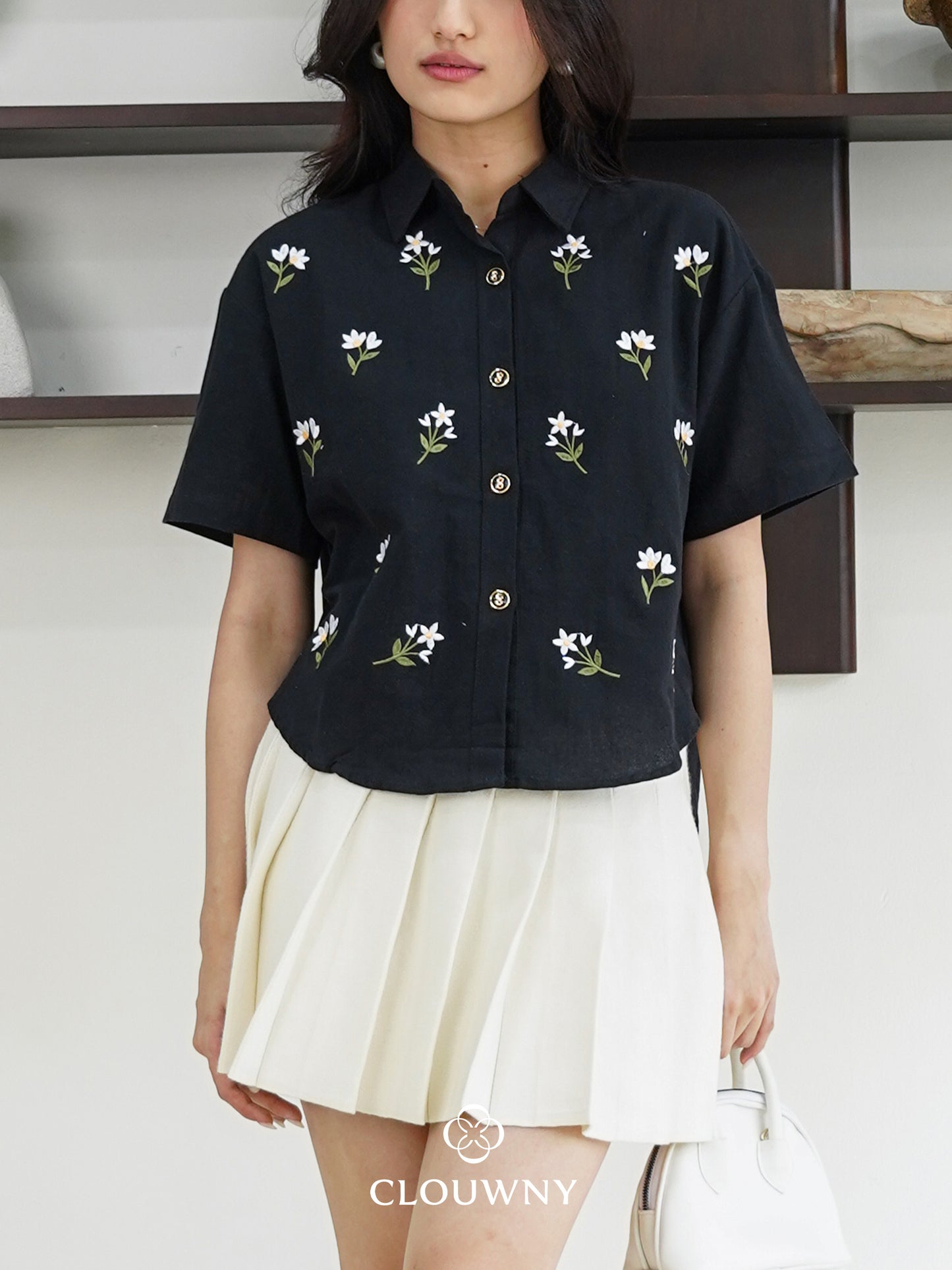 Riley Mini Flower Shirt - Black