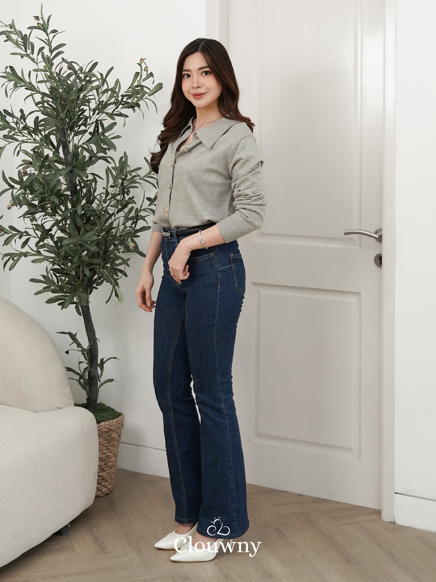 Isora Button Knit Top - Grey