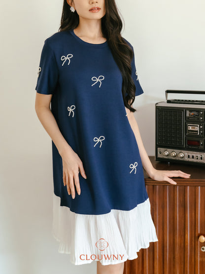 Dania Bow Dress - Navy