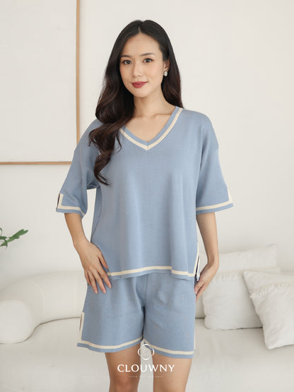 Gale Vneck Knit Set - Blue