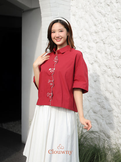 Friends Cotton Shirt - Maroon