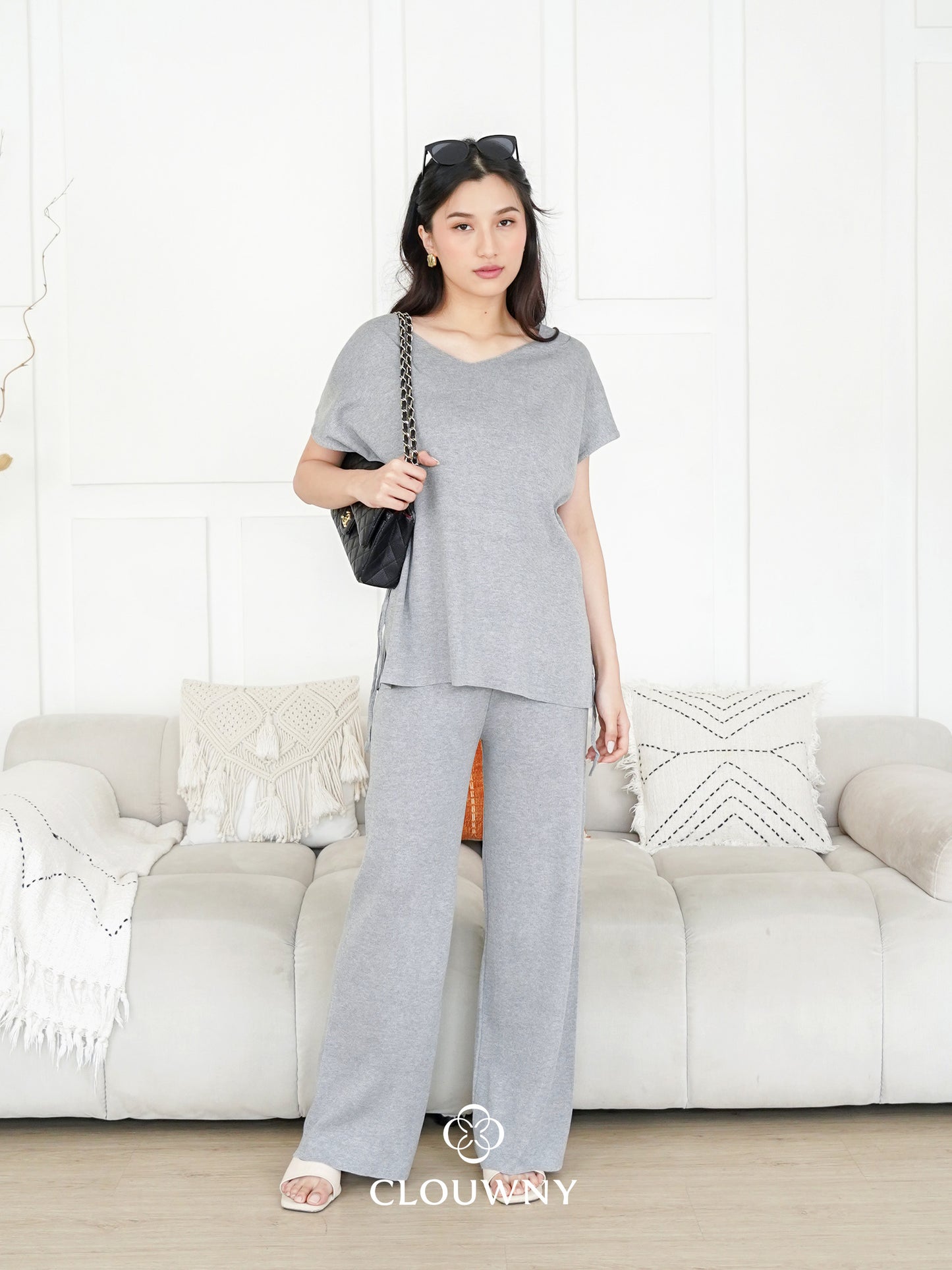 Kala Vneck Knit Set - Grey